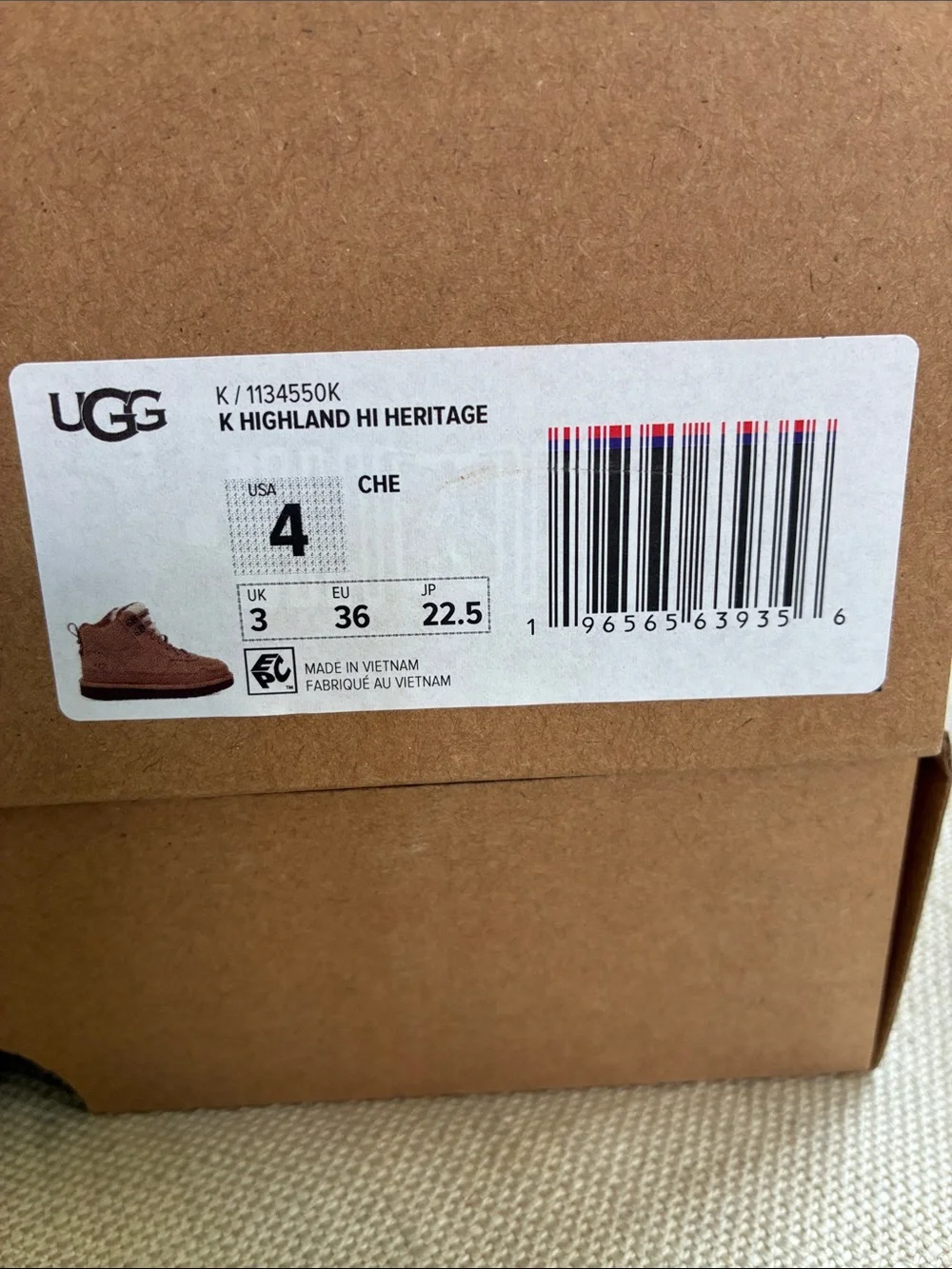 UGG K Highland Hi Heritage Kids Boots in Chestnut